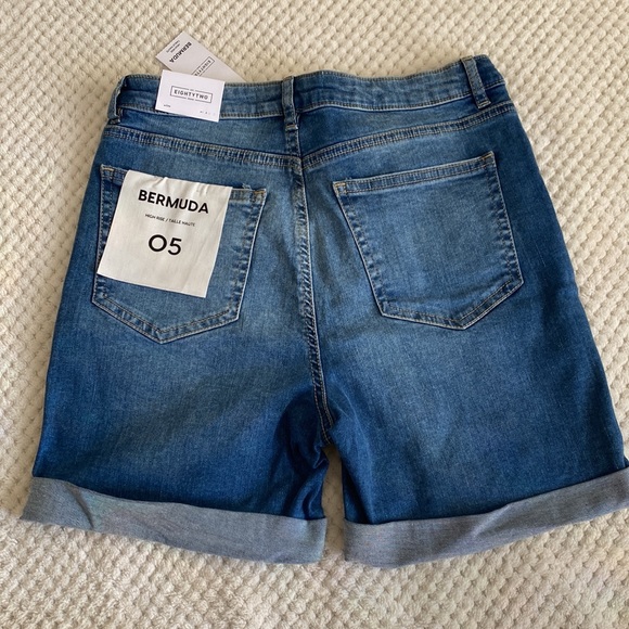 Light Blue High Rise Bermuda Jeans Shorts - Picture 5 of 6